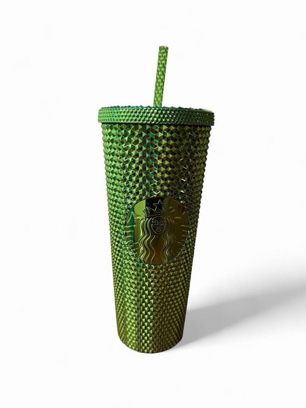 Starbucks Metallic Green Studded Tumbler 24oz Venti Read Lid Crack